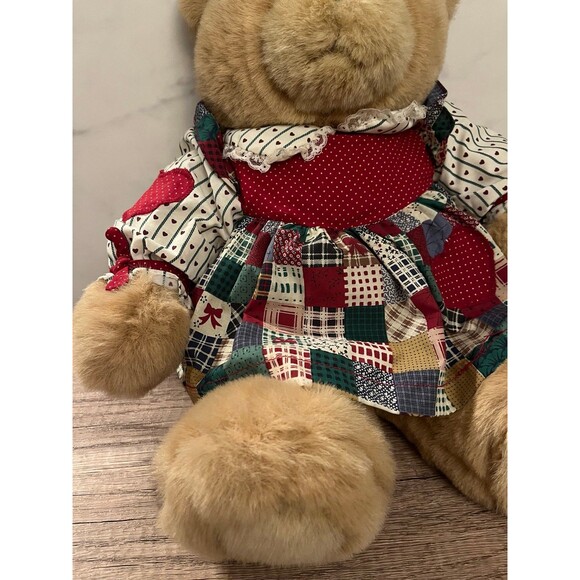 Vintage Teddy Bear Commonwealth Bear HK-16 Plush 20 Inches Patchwork Dress - Picture 3 of 8